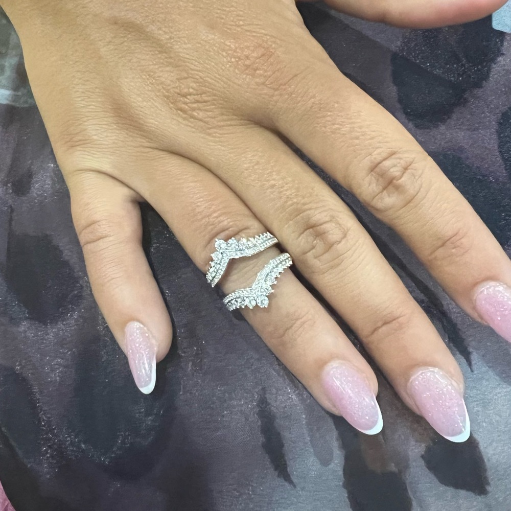 New Cubic Zirconia Double Crown Ring 💍 Size 5 Diamond Crowns - Picture 5 of 6